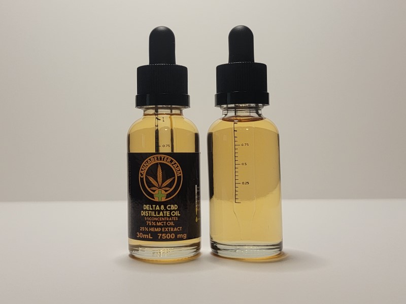 CannaBetter.Farm Ltd. Co This is the 30ml size of our Broad Spectrum CBD Extract with Delta 8 Extract Oil. Each bottle contains 7.5 grams of the base concentrate, or 7,500mg.