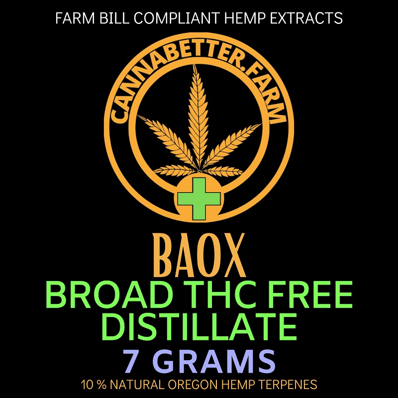 Label for CannaBetter.Farm Ltd. Co 7 Grams of Broad Spectrum THC Free Distillate Enhanced with 10% Natural Hemp Terpenes
