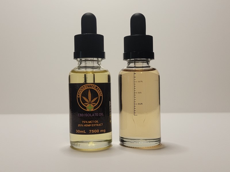 CannaBetter.Farm Ltd. Co This is the 30ml size of our Pure CBD Isolate Oil. Each bottle contains 7.5 grams of the base concentrate, or 7,500mg.
