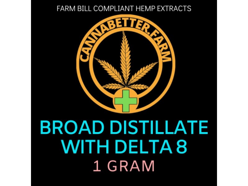 Label for CannaBetter.Farm Ltd. Co Delta-8 THC Extract with Broad Spectrum CBD Distillate Extract 1g