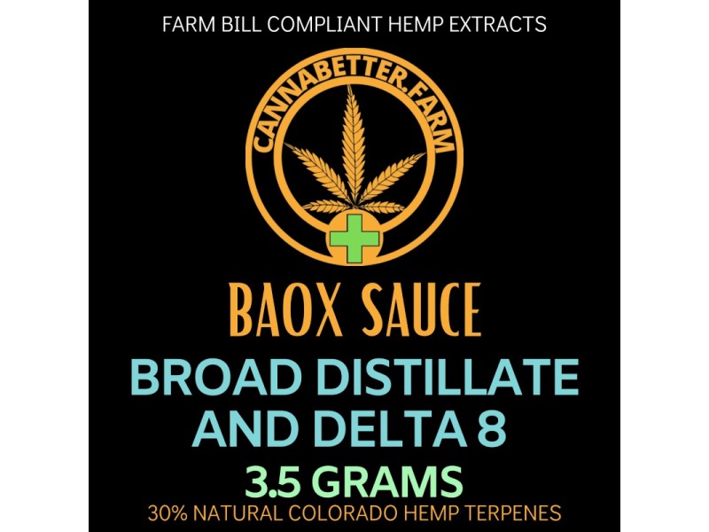 CannaBetter.Farm Ltd. Co Label for Delta-8 THC Extract with Broad Spectrum CBD Distillate Extract SAUCED with Natural Hemp Terpenes - 3.5g