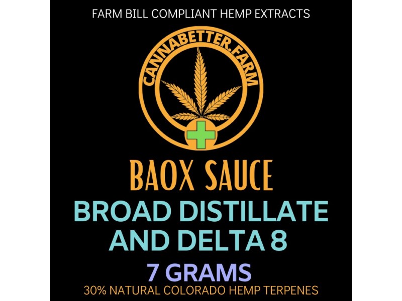 CannaBetter.Farm Ltd. Co Label for Delta-8 THC Extract with Broad Spectrum CBD Distillate Extract SAUCED with Natural Hemp Terpenes - 7g